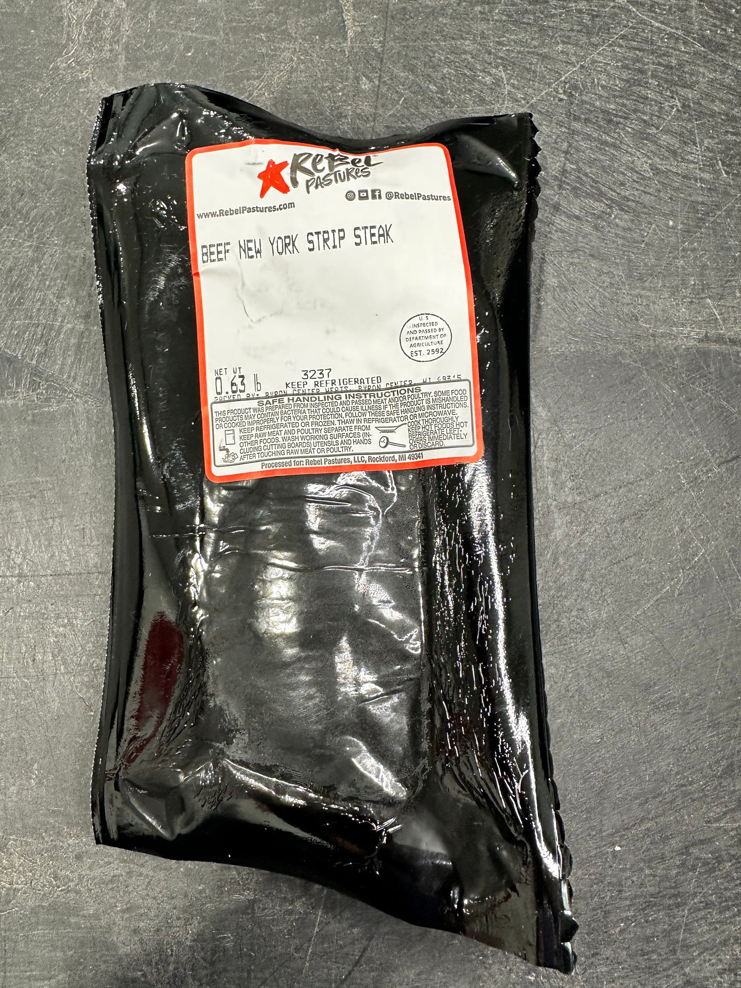 Grassfed Beef - New York Strip Steak (.65lbs avg)