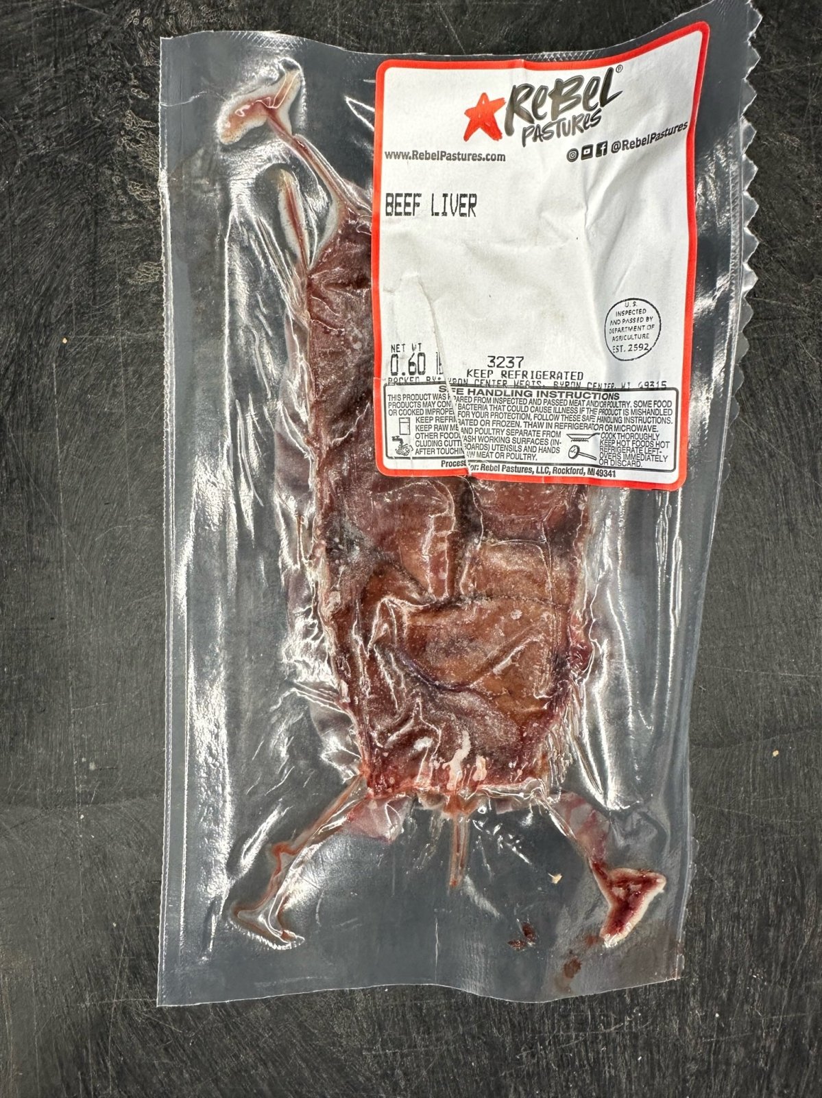 Grassfed Beef - Grassfed Beef Livers (.60 lb avg) - Rebel Pastures