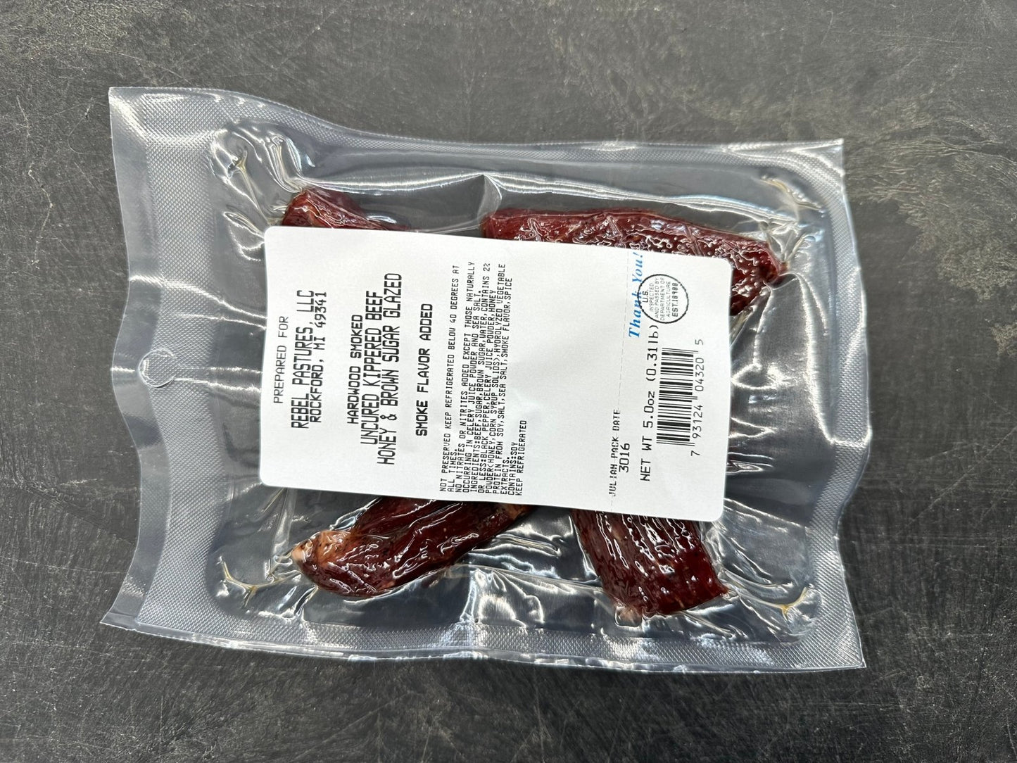 Grassfed Beef - Honey and Brown Sugar Glazed Beef Jerky (5oz) - Rebel Pastures