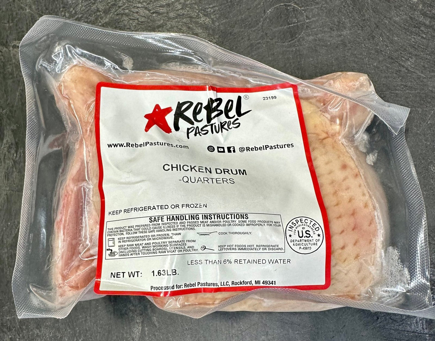 Chicken - Pastured Chicken Drum/Thigh Quarters (package of 2) - Rebel Pastures