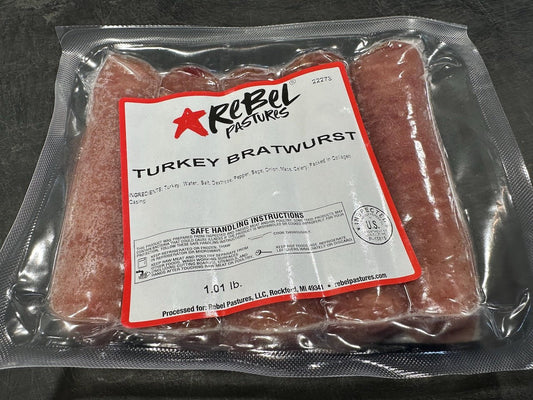Pastured Turkey Bratwurst (1lb) - Rebel Pastures