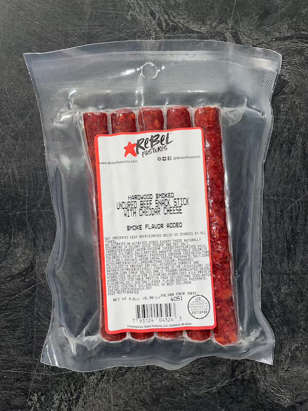 Grassfed Beef - Cheddar Cheese Snack Sticks (6 oz)