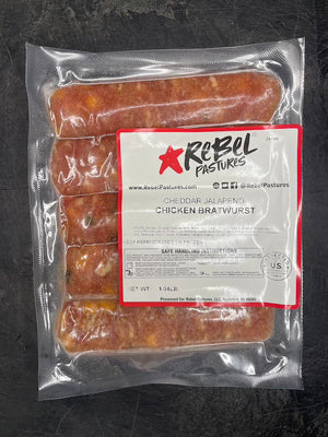 Pasture Raised Chicken Bratwurst: Cheddar Jalapeño