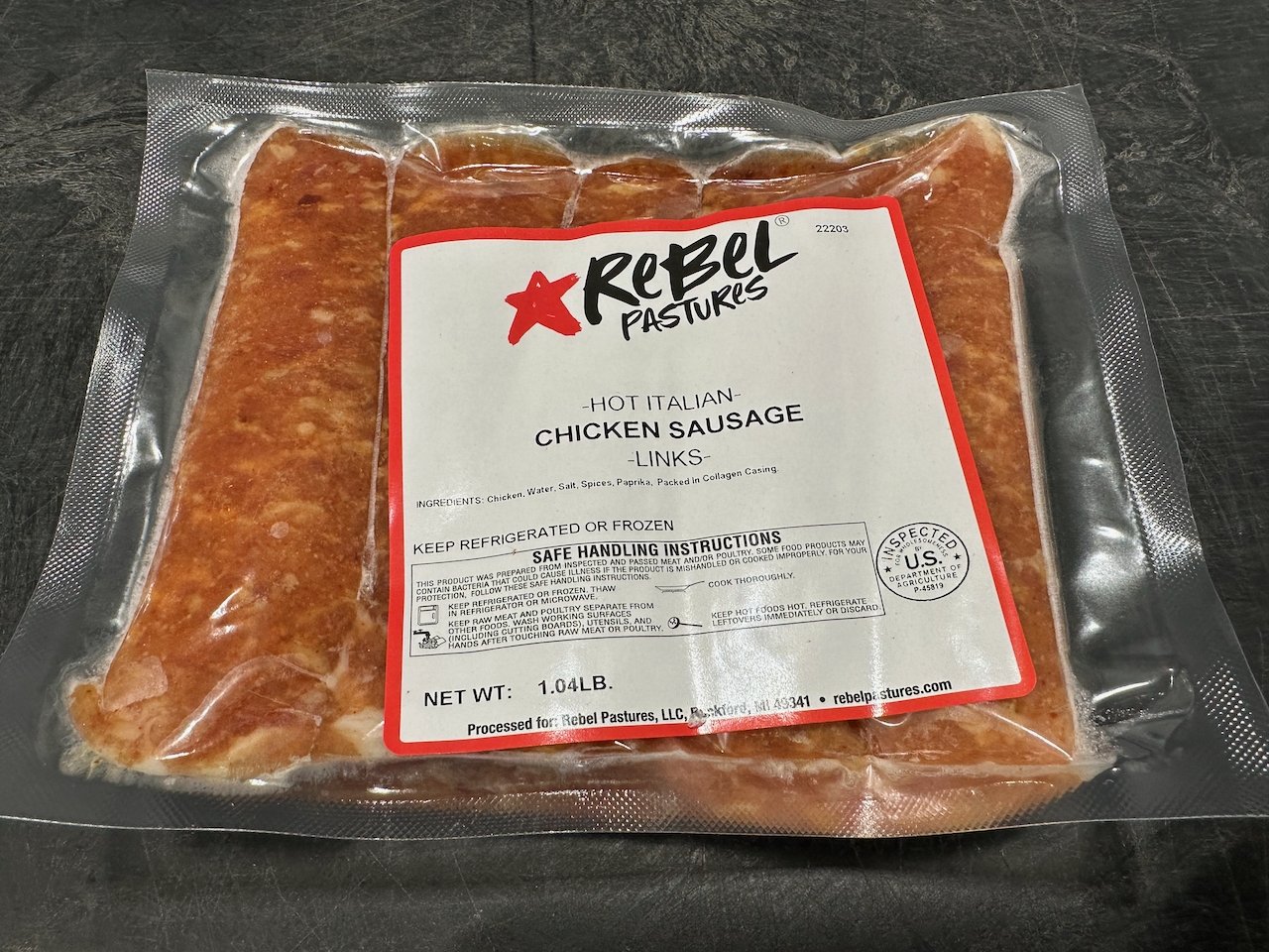 Chicken - Pastured Chicken Hot Italian Sausage (1lb Links) - Rebel Pastures