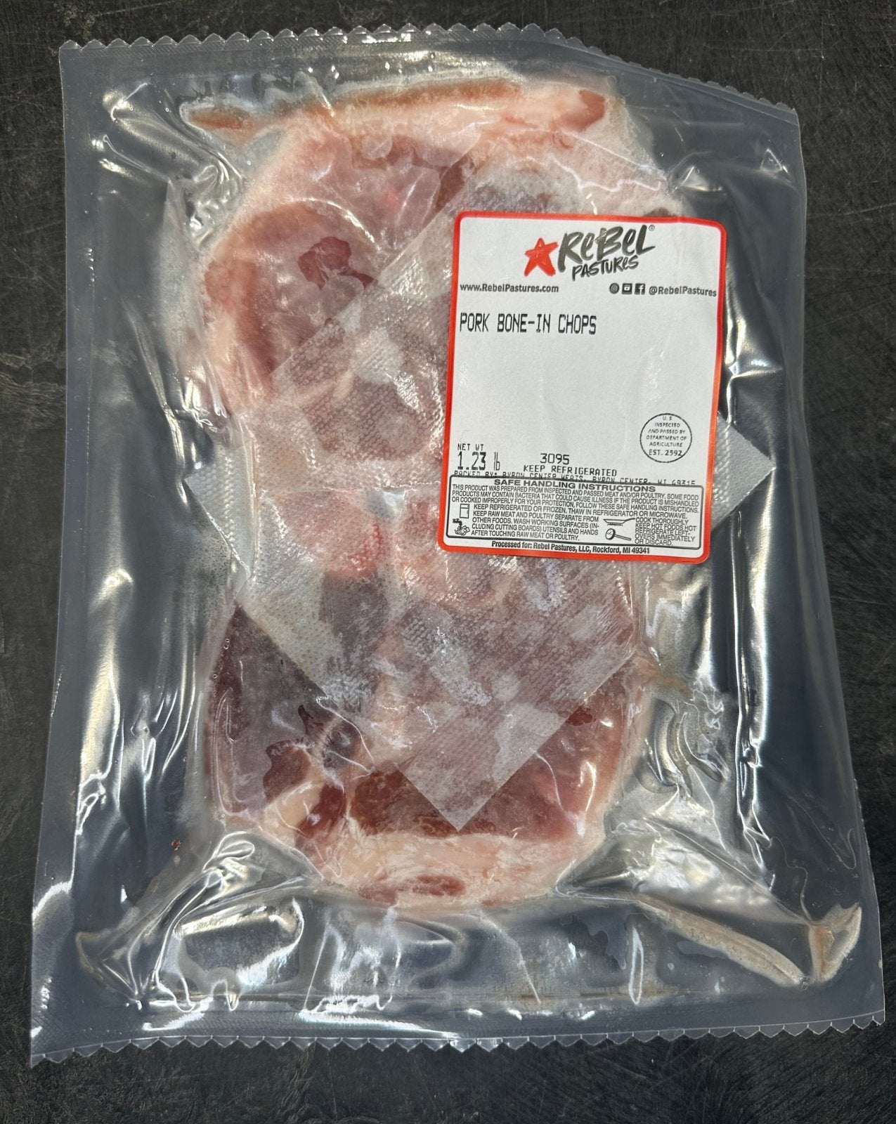 Pork - Pastured Pork Chop - Bone In (2 pack 1.2lbs) - Rebel Pastures